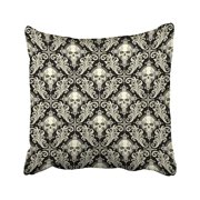 WinHome Halloween Skulls Crosses Black And Cream Damask Pattern Outdoor Pillow Covers Cushion Cover Case 18x18 Inches Pillowcases Two Side
