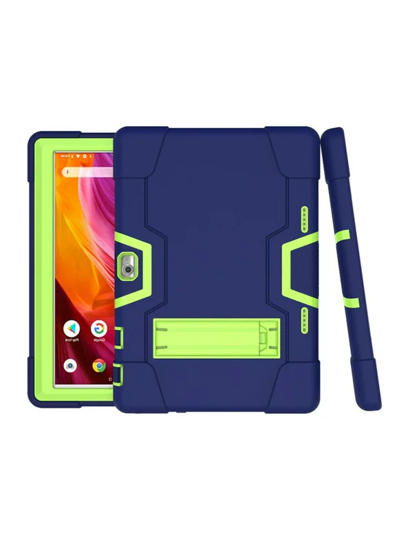 Goldcherry Dragon Touch Notepad K10 Tablet Case Hybrid Shockproof Rugged Anti-Impact Protection Cover Built in Kickstand For Dragon Touch Notepad K10 10 inch Android Tablet Case(Navy Blue+Green)