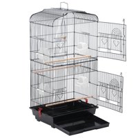 36" Large Black Metal Bird Cage for Parrot, Cockatiel & Canary