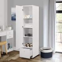 Tavish Single Door Wardrobe Armoire Closet with Adjustable Shelves, White Wood