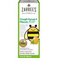 Zarbee's Naturals Children's Cough Syrup + Mucus with Dark Honey, Grape, 4 fl oz