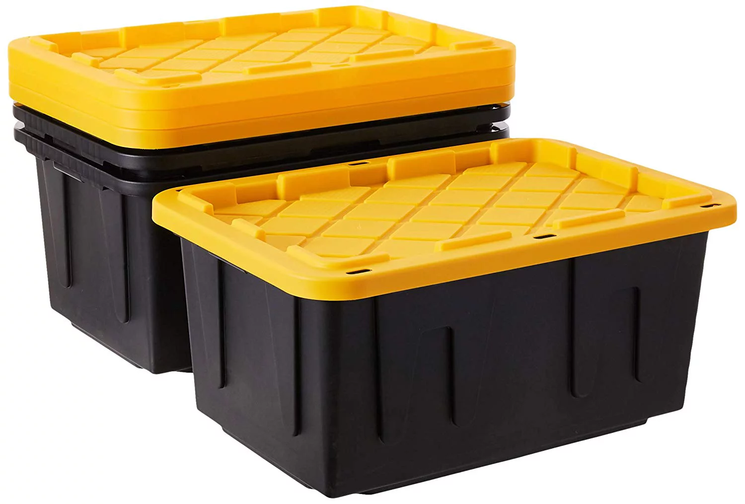 Homz Durabilt 27 Gallon Tough Container, Black and Yellow, Set of 2