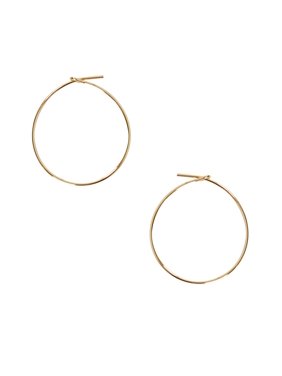 Humble Chic Thin Hoop Earrings - Wire Threader Loop Drop Dangle, 18K Gold Plated - 1 inch