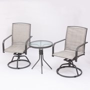 Manta USA 3 Pieces Outdoor Furniture, Swivel Outdoor Chairs, Bar height patio table and chairs set , All-Weather Outdoor Patio Furniture for Front&Backyard, Balcony, poolside and Garden.