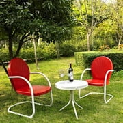 Griffith 3 Piece Metal Outdoor Conversation Seating Set - Two Chairs with Side Table -Chair Color:Red