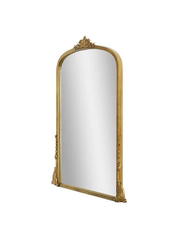 Head West Arch Antique Gold Ornate Metal Framed Accent Wall Mirror - 29" x 33"