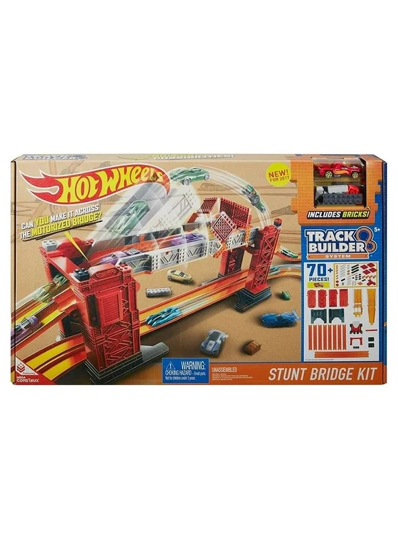 Hot Wheels Track Builder Stunt Bridge Kit Motorized Car Racing Mattel