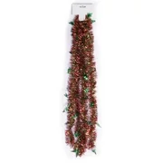 Holiday Decoration Christmas Trees Hanging 9' Tinsel Garland, Red Green