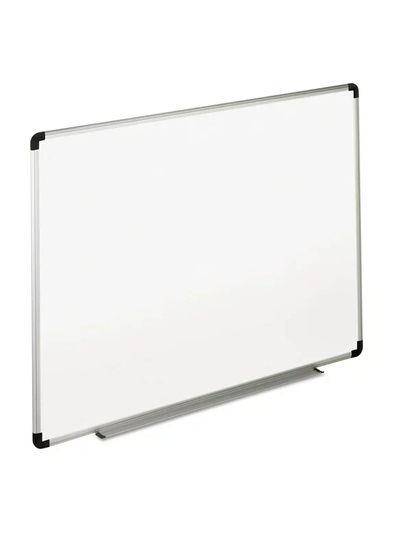 Universal UNV43724 Dry Erase Board, Melamine, 48 X 36, White, Black/gray Aluminum/plastic Frame