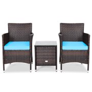 Topbuy Outdoor Patio Rattan Conversation Set Garden Wicker Chairs 3 Pieces