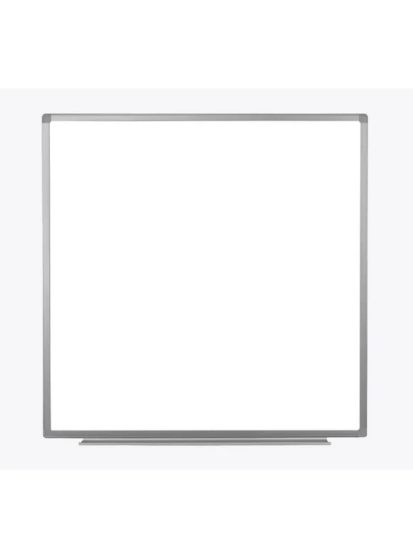 Luxor 48"W x 48"H Wall-Mounted Magnetic Whiteboard, Silver Aluminum Frame