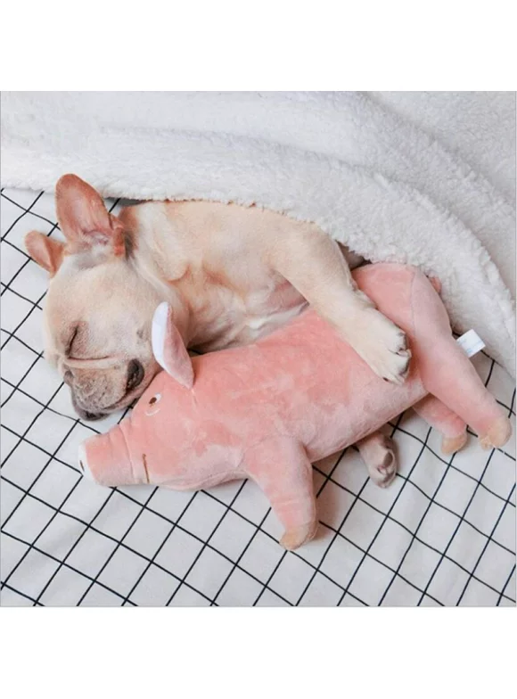 Prettyui Soft Piggie Plush Dog Toys Durable Pet Puppies Chew Toys Super Cute Pig Funny Dog Sleeping Toys Pink