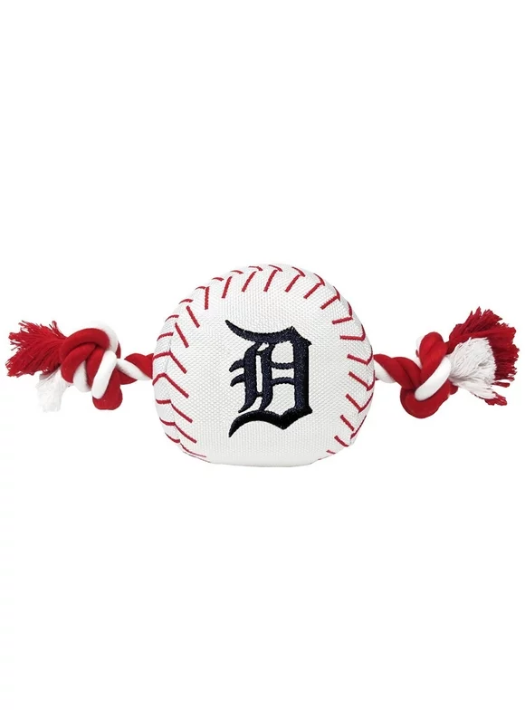 Pets First MLB Detroit Tigers Nylon Baseball Rope Tug Toy, MLB Licensed, Heavy Duty and Durable Toy