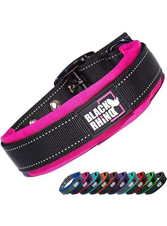 BLACK RHINO Comfort Dog Collar Ultra Soft Neoprene (Small, Pink/Black)