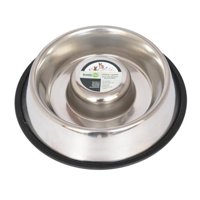Iconic Pet Slow Feed Stainless Steel Pet Bowl For Dog or Cat, Medium, 24 Oz