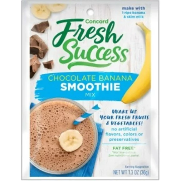 Concord Foods Fresh Success Smoothie Mix, Chocolate Banana, 1.3 oz