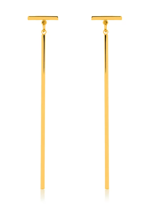 Coastal Jewelry Polished Gold Tone Vertical Bar Long Dangle Earrings