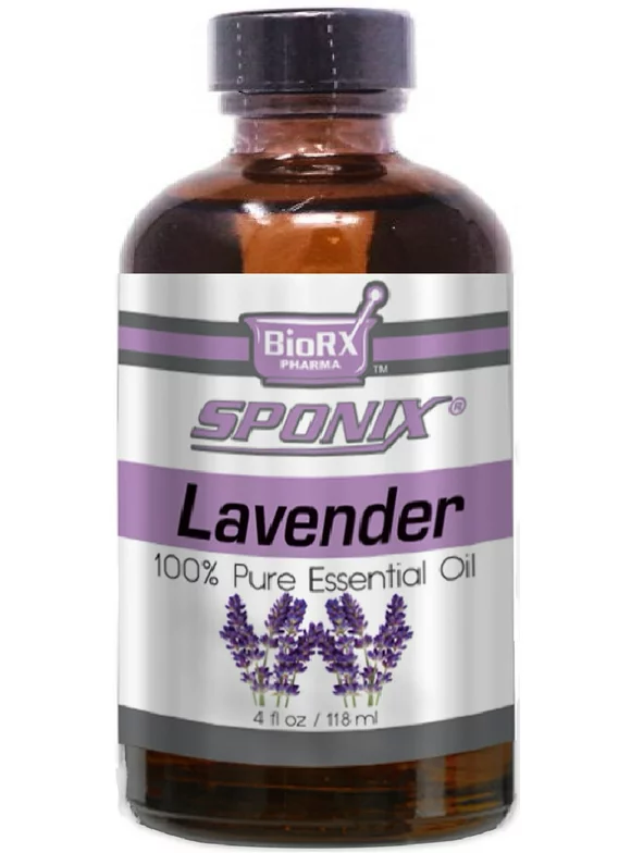 Lavender Essential Oil 118 mL / 4 Oz for Aromatherapy - Premium Grade - Made with 100% Pure Therapeutic Grade Essential Oils by Sponix Made in USA (FAST SHIPPING)