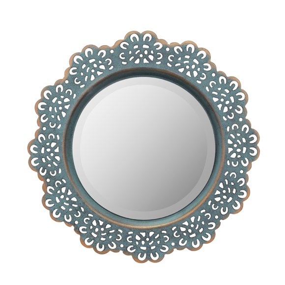 Stonebriar 12.5" Turquoise French Country Metal Lace Accent Mirror