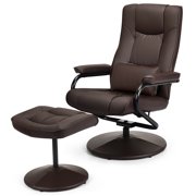 Costway  Recliner Chair Swivel Armchair Lounge w/ Ottoman&Lumbar Support Brown