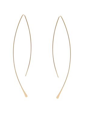 Humble Chic Upside Down Hoop Earrings - Needle Drop Dangle Threader Hoops, 18K Gold Plated