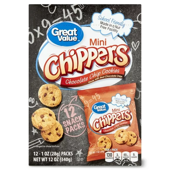 Great Value Mini Chippers Chocolate Chip Cookies, 12 oz, 12 Count