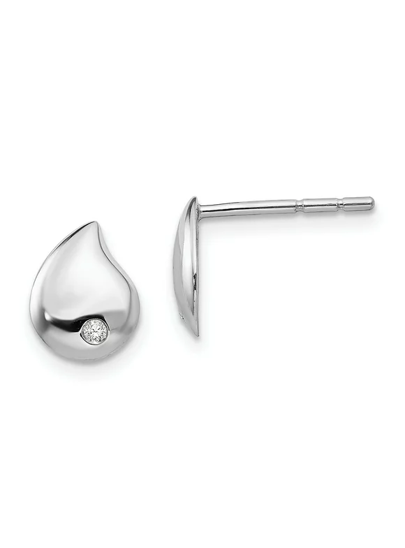Primal Silver Sterling Silver Diamond Teardrop Post Earrings