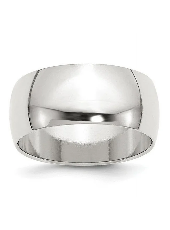 9 mm Sterling Silver Half-Round Band, Size 5