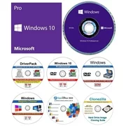 7-1 Bundle, OEM Microsoft Windows 10 Professional 64 bit DVD, Repair restore & Recover DVD, Open Office 2020, Password Recovery Suite, Registry Cleaner, Drivers Pack and Clonezilla Software