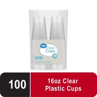 Great Value Clear Plastic Cups, 16 oz, 100 Count