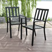 MF Studio Metal Patio Outdoor Dining Chairs Set of 2 Stackable Bistro Deck Chairs for Garden Backyard Lawn Support 300LB, Black