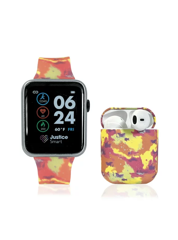 Justice Unisex Children's Smartwatch and Earbud Set with Tie-Dye Design in One Size - JSE40106WMC
