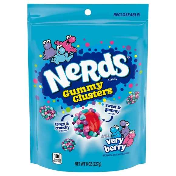 Nerds Gummy Clusters Candy, Very Berry, 8 oz Bag