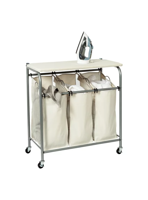 Honey Can Do Triple Laundry Sorter with Ironing Board