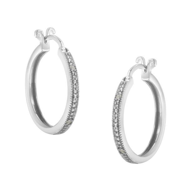 Sterling Silver 0.05ct TDW Diamond Hoop Earrings (I-J,I3-promo)