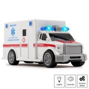 Vokodo Ambulance Rescue Truck Push And Go With Lights And Sounds Friction Powered Car Kids Medical Transport Emergency Vehicle Durable Toy Pretend Play Van Great Gift For Children Boys Girls Toddlers