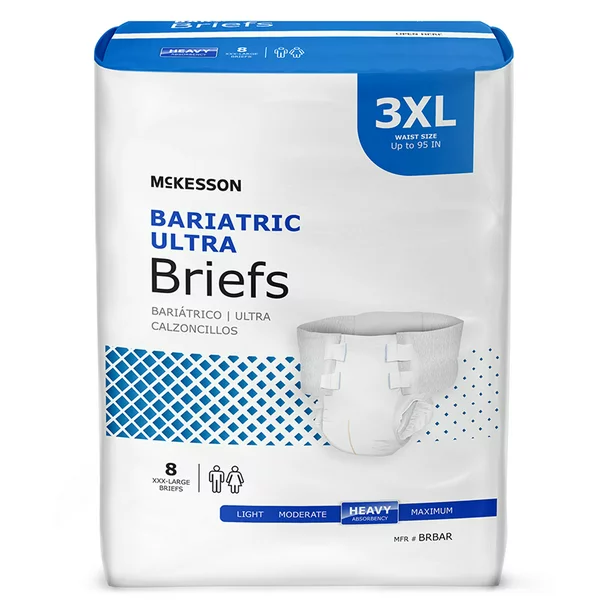 McKesson Bariatric Ultra Briefs for Incontinence, Heavy Absorbency, 3XL, 8 Count, 4 Packs, 32 Total