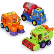 Friction Powered Push and Go Car Toys for Boys - Construction Vehicles for 1 Year Old Boys