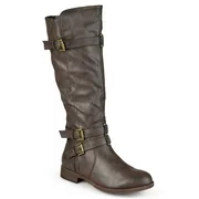 Brinley Co. Womens Tall Wide Calf Buckle Detail Boots