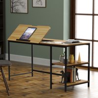 55 Inch Computer Desk with Adjustable Stand Home Office Table Board Laptop Table Brown