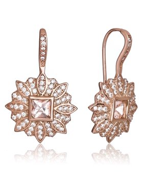 SilverLuxe Women's Rose Gold Sterling Silver & Cubic Zirconia Dangle Earring with Morganite CZ
