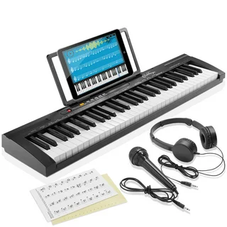 Ashthorpe 61-Key Digital Electronic Keyboard Piano with Headphones, Microphone and Keynote Stickers for Beginners
