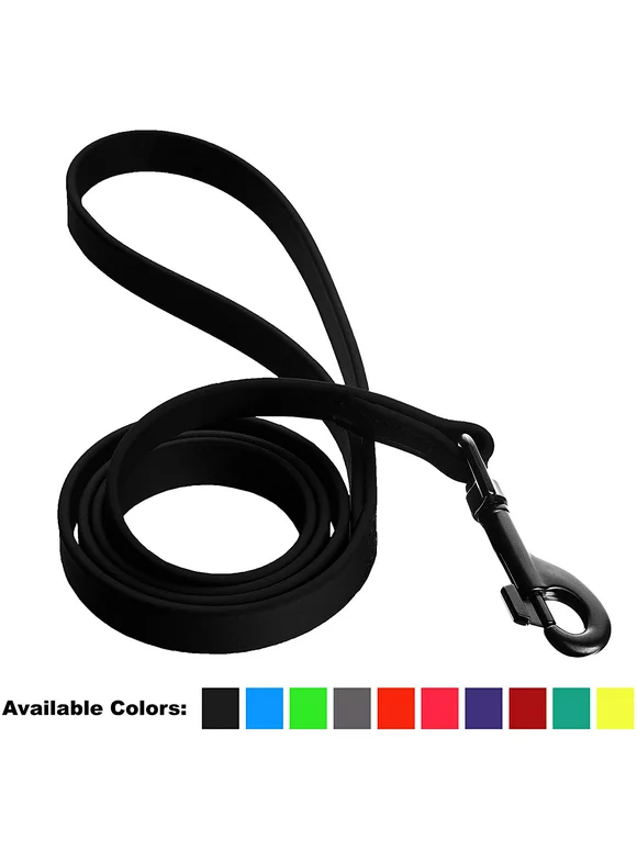 DogLine - Biothane Waterproof Dog Leash Strong Coated Nylon Webbing with Black Hardware Odor-Proof for Easy Care Clean High Performance for Small or Large Dogs(Black: Width 1/2" | L: 48"(4ft))