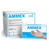 AMMEX Vinyl Latex Free Medical Disposable Gloves, Large, Clear, 1000/Case