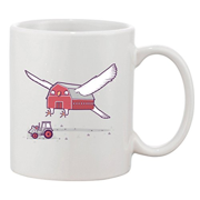 Ceramic Coffee Mug - "Barn Owl Grey" Mouse Tractor Farm Humor