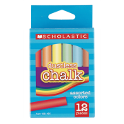 Scholastic Dustless Chalk, Assorted Colors, Pack Of 12 Sticks