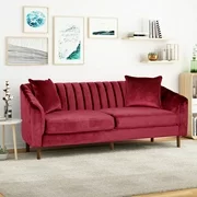 Noble House Orly Contemporary 3 Seater Velvet Sofa, Wine