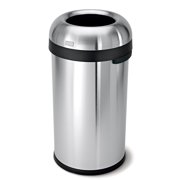 simplehuman 60 Liter / 16 Gallon Bullet Open Top Trash Can, Commercial Grade Heavy Gauge Brushed Stainless Steel