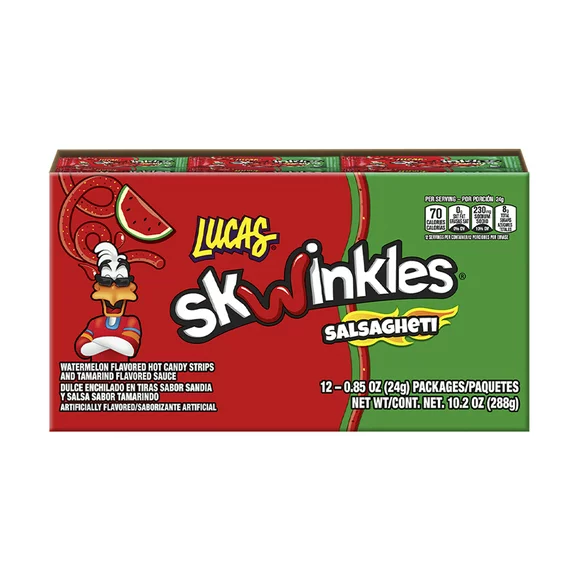 Lucas Skwinkles Salsagheti Watermelon, 0.85 oz, 12 Packages
