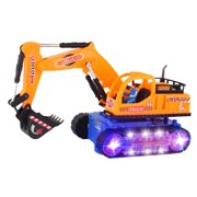 TECHEGE Excavator Truck Toys Crane for Toddler Boys and Kids with Sirens, LED Lights (Construction Vehicles)